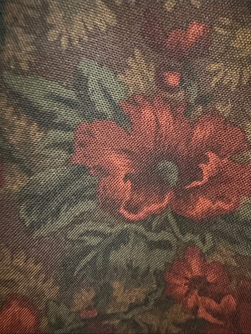 Lauren Ralph Lauren Olive & Burgundy Floral A-Line  Silk Skirt - Picture 10 of 11
